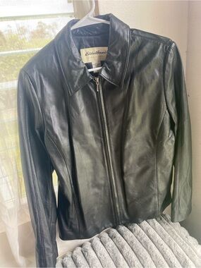 Eddie Bauer Black Leather Zip-Up Jacket